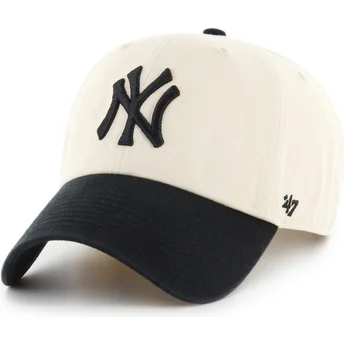 Casquette courbée beige et noire ajustable Clean Up Two Tone No Loop Label New York Yankees MLB 47 Brand
