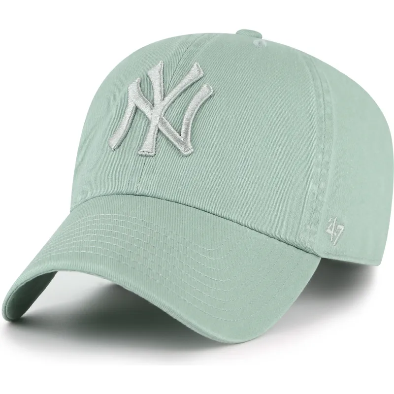 grune-verstellbare-curved-cap-mit-grunem-logo-clean-up-no-loop-label-der-new-york-yankees-mlb-von-47-brand grune-verstellbare-curved-cap-mit-grunem-logo-clean-up-no-loop-label-der-new-york-yankees-mlb-von-47-brand