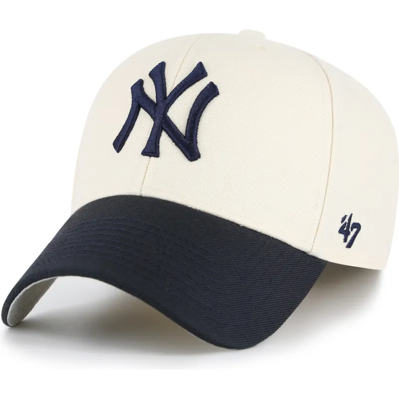 casquette-courbee-beige-et-bleue-marine-ajustable-mvp-two-tone-new-york-yankees-mlb-47-brand