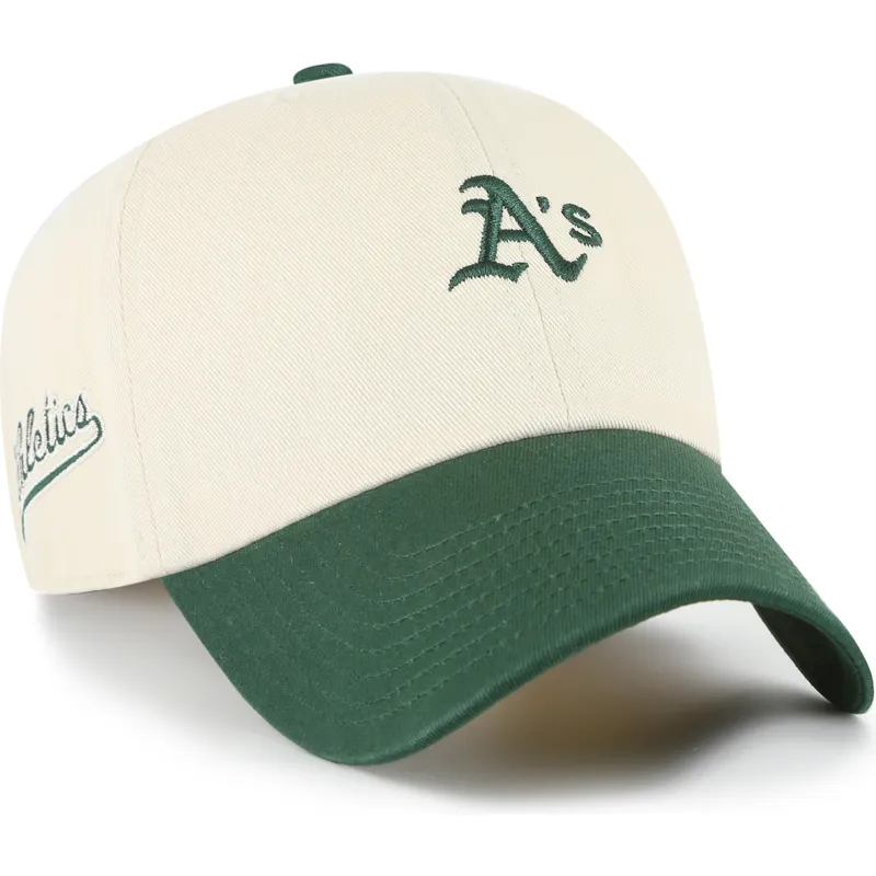 casquette-courbee-beige-et-verte-ajustable-clean-up-base-runner-sure-shot-two-tone-mlb-47-brand