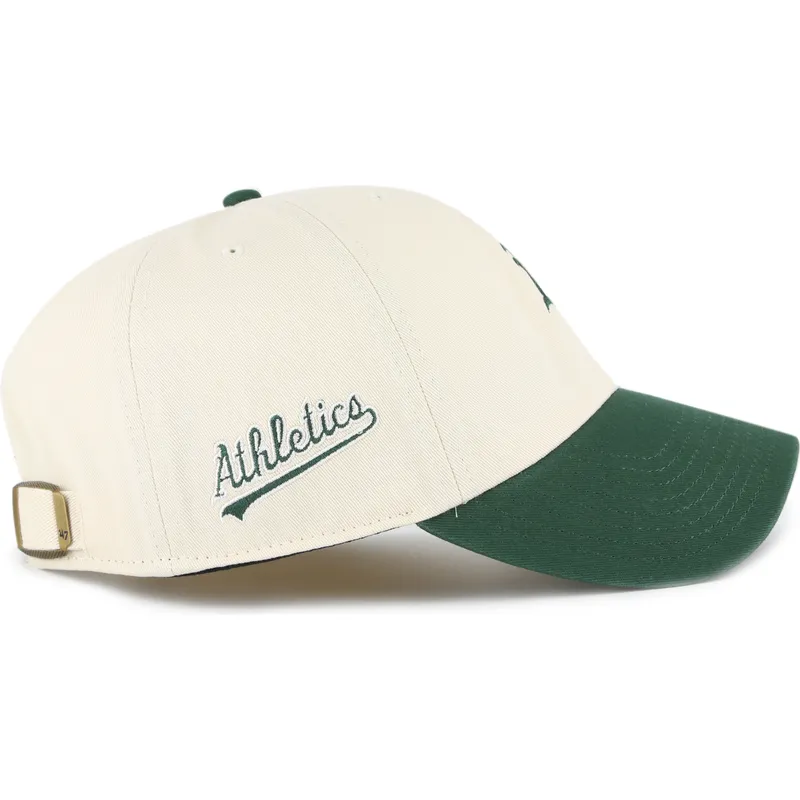 casquette-courbee-beige-et-verte-ajustable-clean-up-base-runner-sure-shot-two-tone-mlb-47-brand