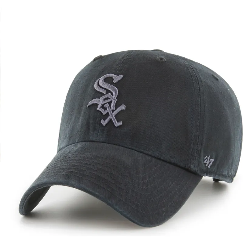casquette-courbee-noire-ajustable-avec-logo-grise-clean-up-chicago-white-sox-mlb-47-brand