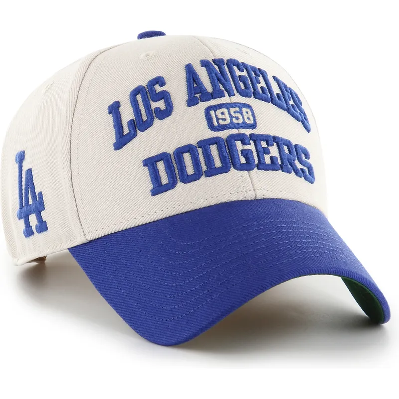 beige-und-blaue-verstellbare-gebogene-kappe-mvp-broke-line-der-los-angeles-dodgers-mlb-von-47-brand