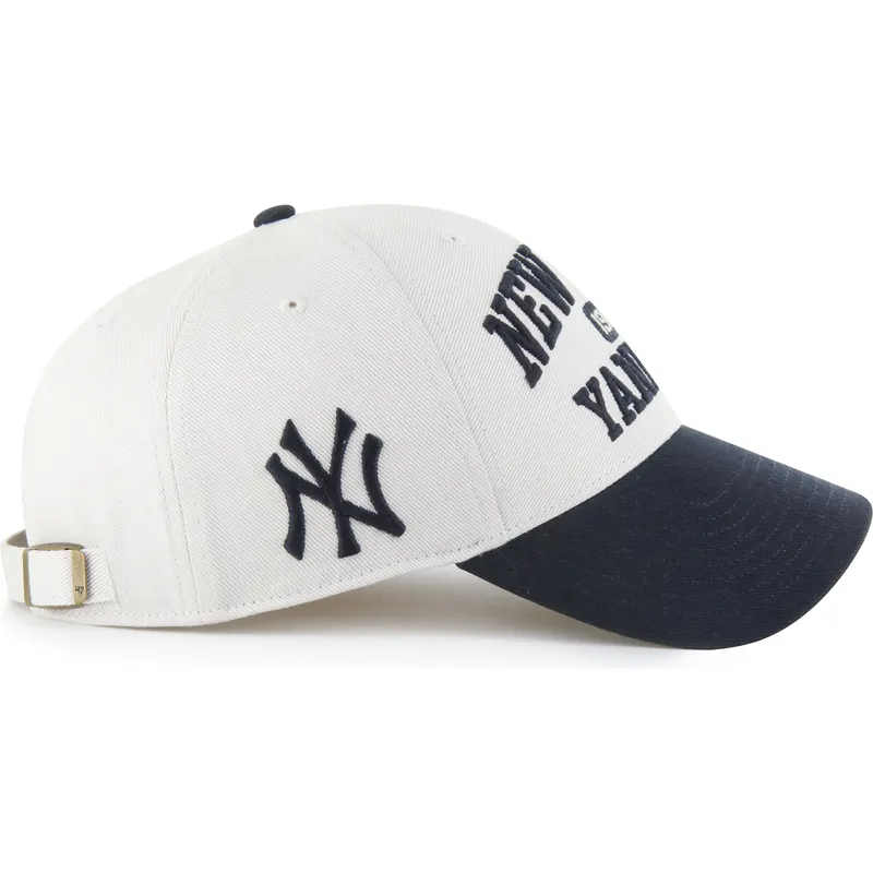 casquette-courbee-beige-et-bleue-marine-ajustable-mvp-broke-line-new-york-yankees-mlb-47-brand
