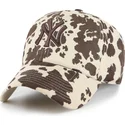 braune-verstellbare-curved-cap-mit-braunem-logo-clean-up-bessie-der-new-york-yankees-mlb-von-47-brand