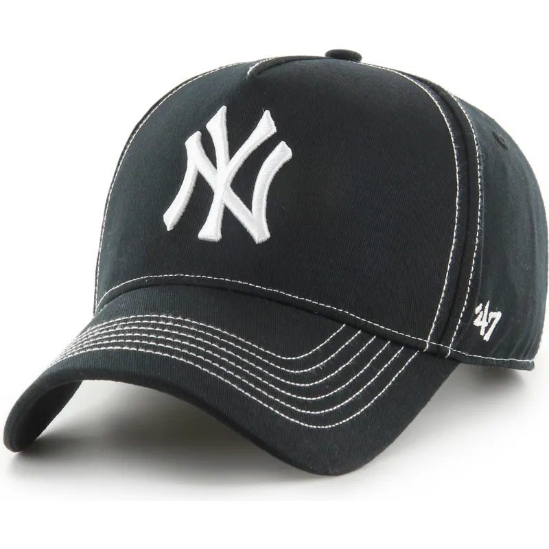 casquette-courbee-noire-ajustable-mvp-dt-contrast-stitch-new-york-yankees-mlb-47-brand