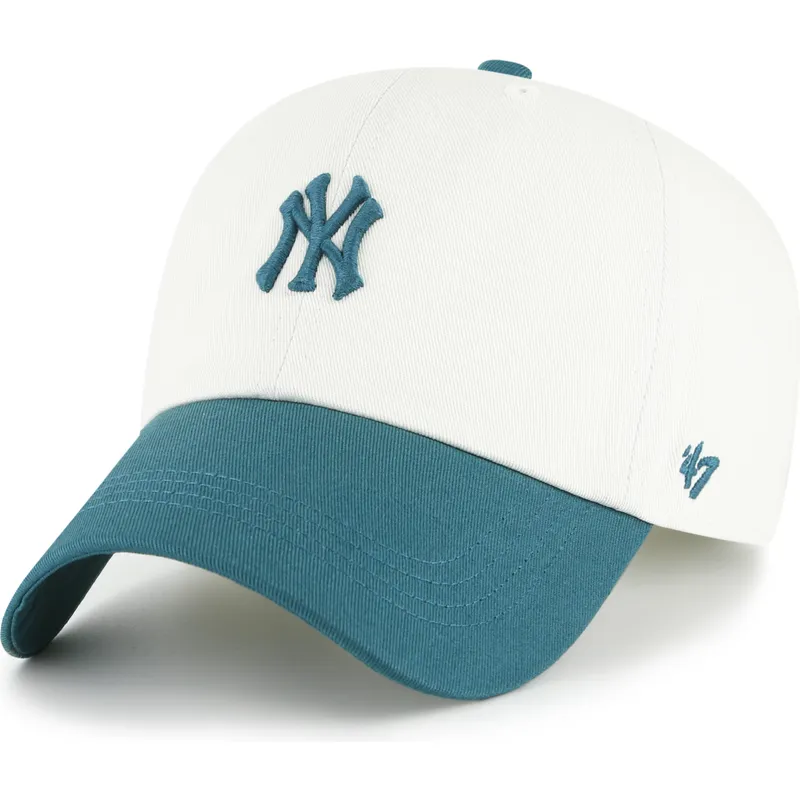 beige-und-grune-verstellbare-gebogene-kappe-clean-up-contemporary-two-tone-der-new-york-yankees-mlb-von-47-brand