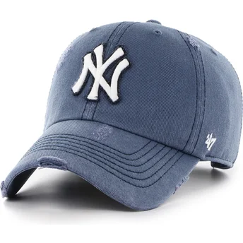 Casquette courbée bleue marine ajustable Clean Up Weathered Rusted New York Yankees MLB 47 Brand