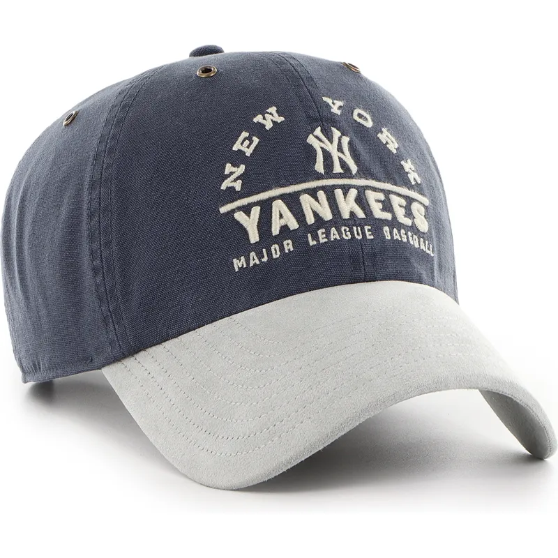 marineblaue-und-graue-verstellbare-gebogene-kappe-clean-up-windham-suede-vintage-der-new-york-yankees-mlb-von-47-brand marineblaue-und-graue-verstellbare-gebogene-kappe-clean-up-windham-suede-vintage-der-new-york-yankees-mlb-von-47-brand