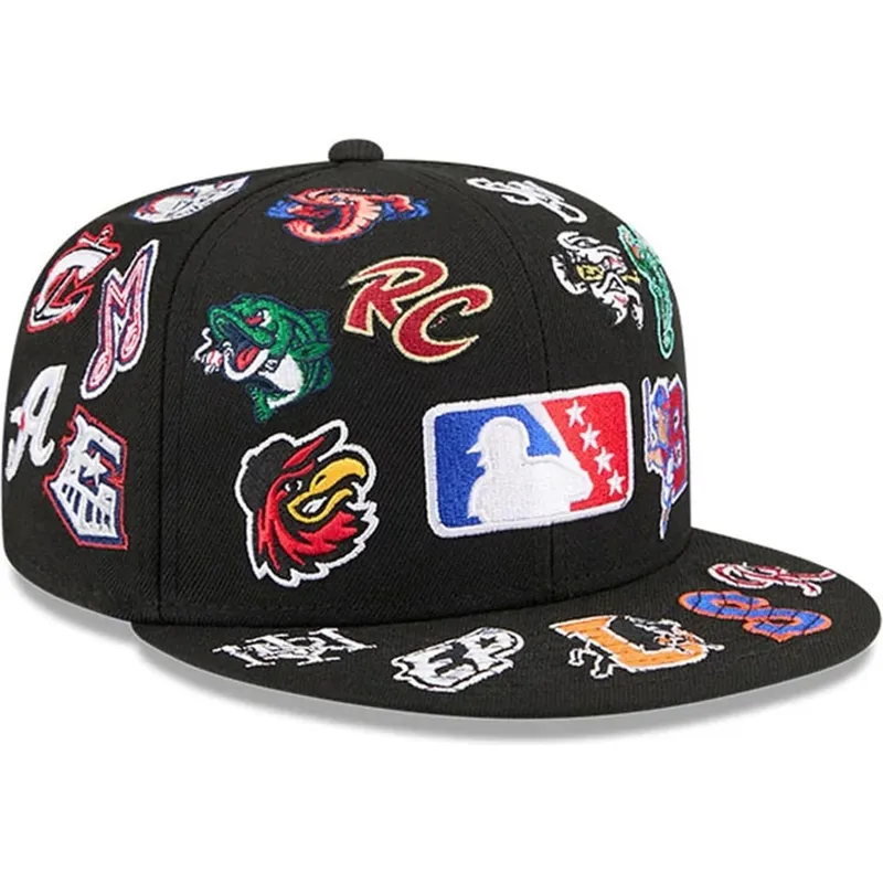 schwarze-enganliegende-59fifty-all-over-flat-cap-von-milb-von-new-era