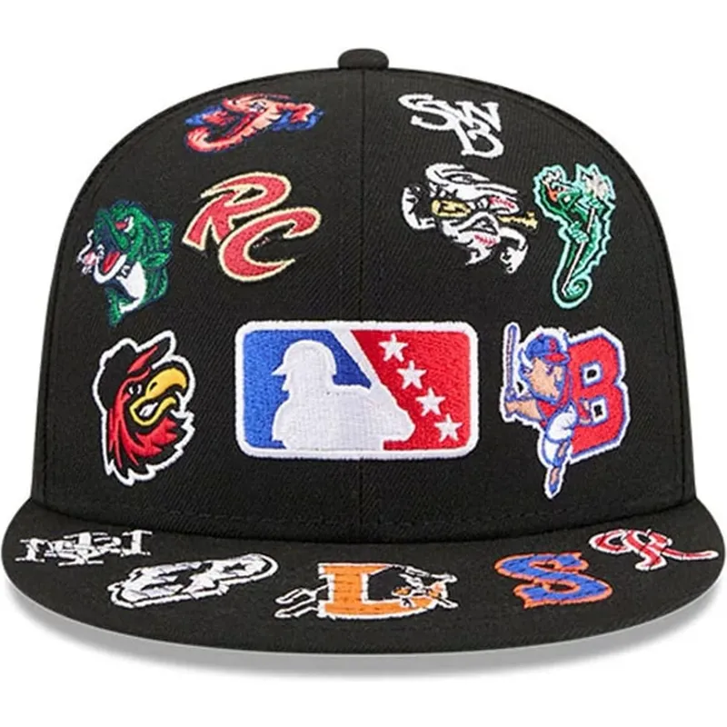 schwarze-enganliegende-59fifty-all-over-flat-cap-von-milb-von-new-era