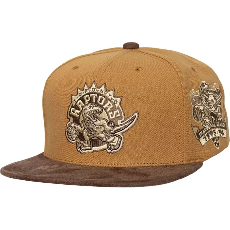 braune-verstellbare-flatcap-coffee-strapback-der-toronto-raptors-nba-von-mitchell-ness