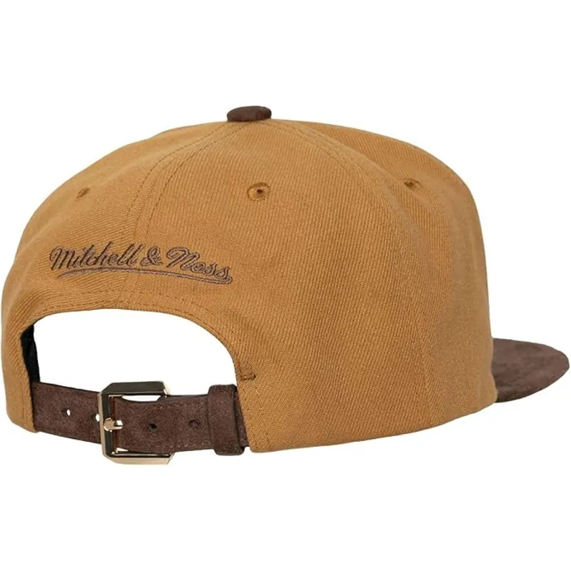 braune-verstellbare-flatcap-coffee-strapback-der-los-angeles-lakers-nba-von-mitchell-ness