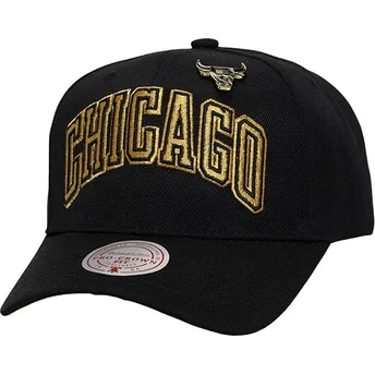 Mützen gebogen schwarz snapback Pinned Gold Pro der Chicago Bulls NBA von Mitchell & Ness