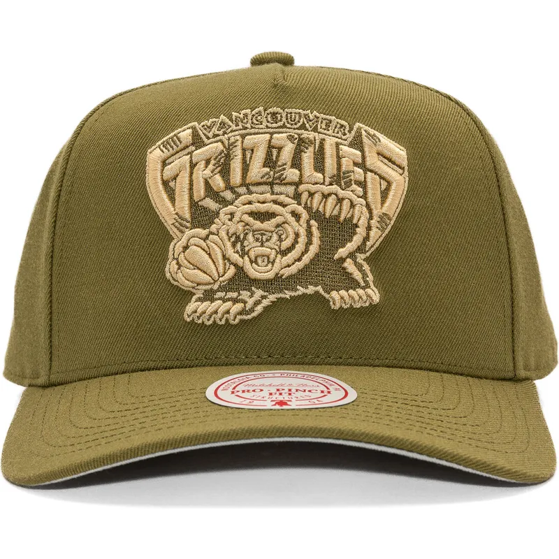 grune-gebogene-snapback-kappe-fashion-basic-pro-der-vancouver-grizzlies-nba-von-mitchell-ness