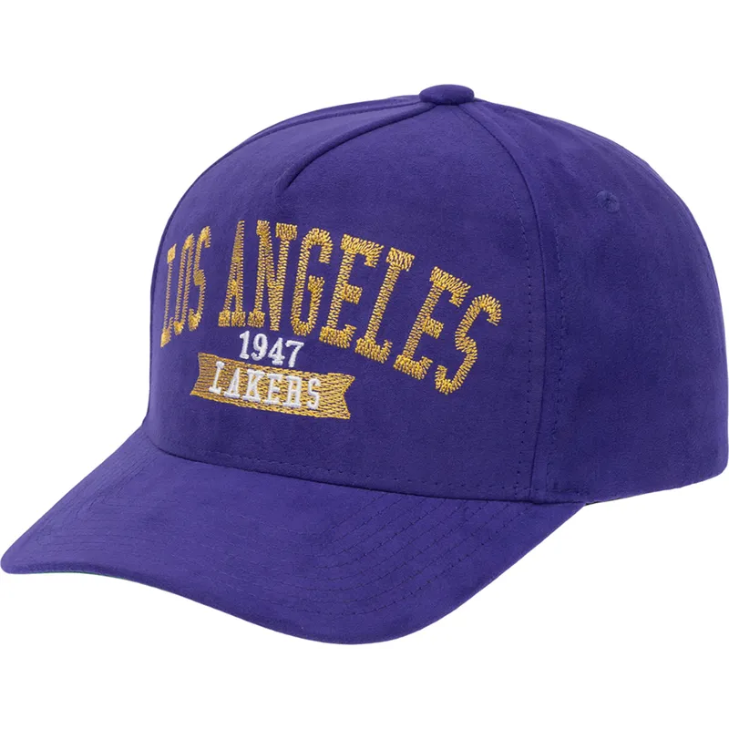 violette-gebogene-snapback-kappe-shady-suede-pro-der-los-angeles-lakers-nba-von-mitchell-ness