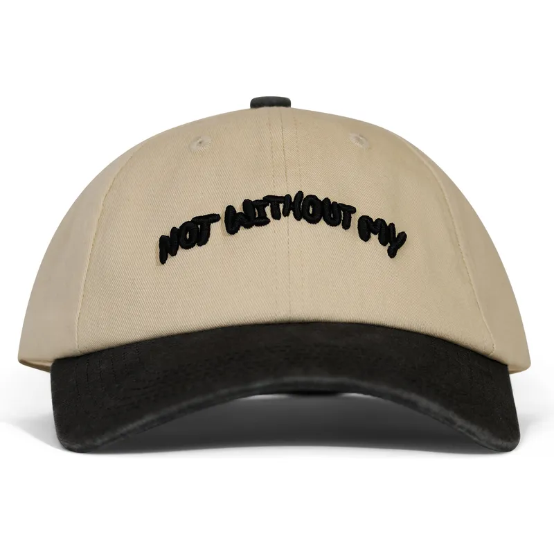 gebogene-beige-und-schwarze-verstellbare-kappe-not-without-my-von-pica-pica