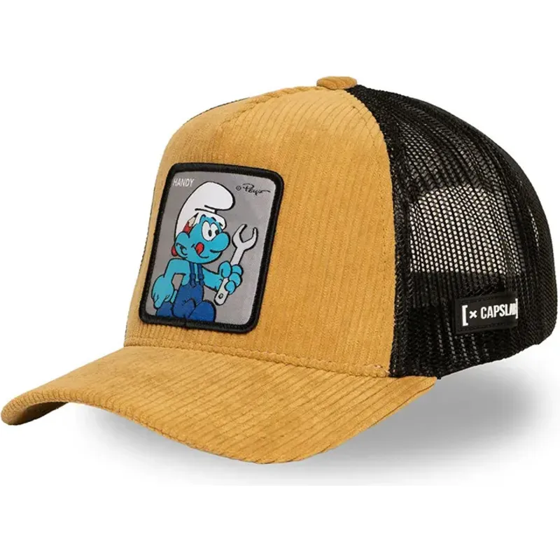 casquette-trucker-marron-et-noire-schtroumpf-bricoleur-smu-handy-les-schtroumpfs-capslab