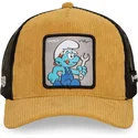 trucker-cap-braun-und-schwarz-schlumpf-handy-smu-handy-die-schlumpfe-von-capslab