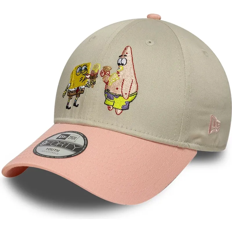 beige-und-rosa-gebogene-snapback-kappe-fur-kinder-9forty-von-spongebob-und-patrick-star-von-new-era beige-und-rosa-gebogene-snapback-kappe-fur-kinder-9forty-von-spongebob-und-patrick-star-von-new-era