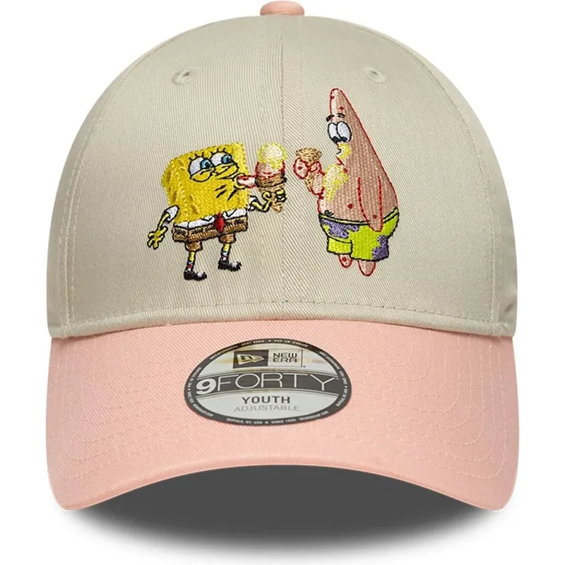 beige-und-rosa-gebogene-snapback-kappe-fur-kinder-9forty-von-spongebob-und-patrick-star-von-new-era beige-und-rosa-gebogene-snapback-kappe-fur-kinder-9forty-von-spongebob-und-patrick-star-von-new-era