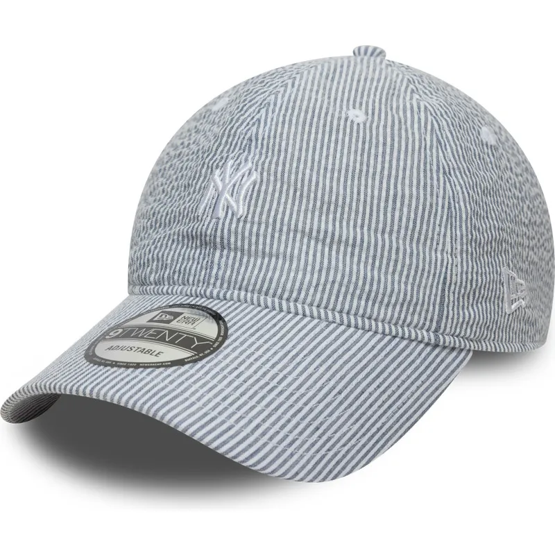 casquette-courbee-bleue-marine-ajustable-9twenty-seersucker-new-york-yankees-mlb-new-era