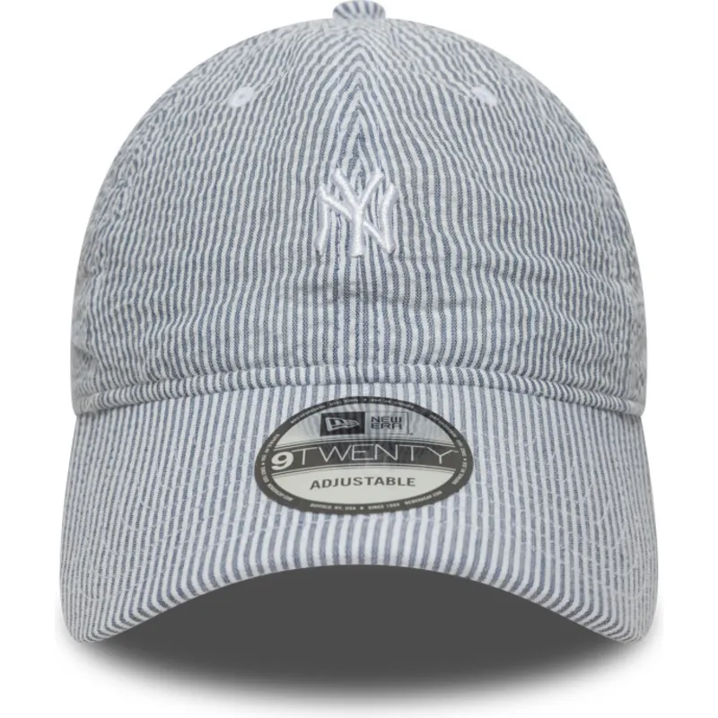 casquette-courbee-bleue-marine-ajustable-9twenty-seersucker-new-york-yankees-mlb-new-era
