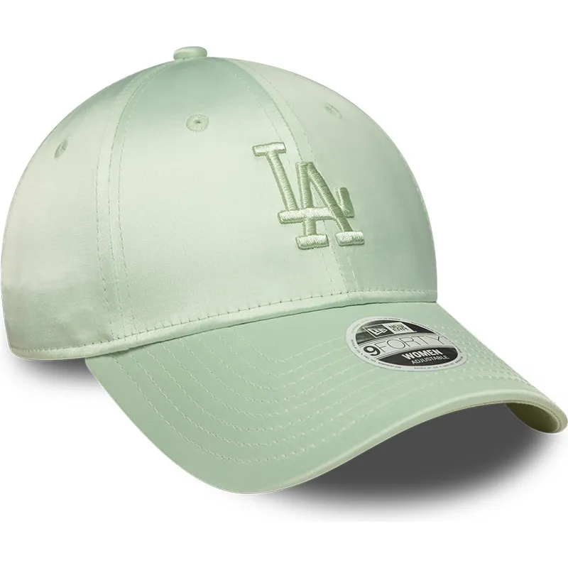 casquette-courbee-verte-ajustable-pour-femme-9forty-bow-back-satin-los-angeles-dodgers-mlb-new-era