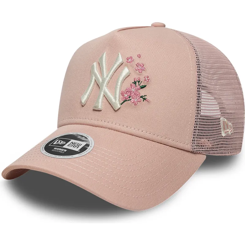 casquette-trucker-rose-pour-femme-9forty-a-frame-floral-new-york-yankees-mlb-new-era