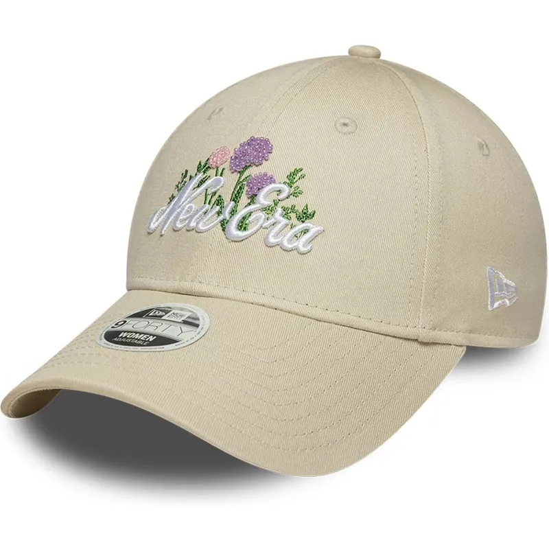 casquette-courbee-beige-ajustable-pour-femme-9forty-beaded-new-era
