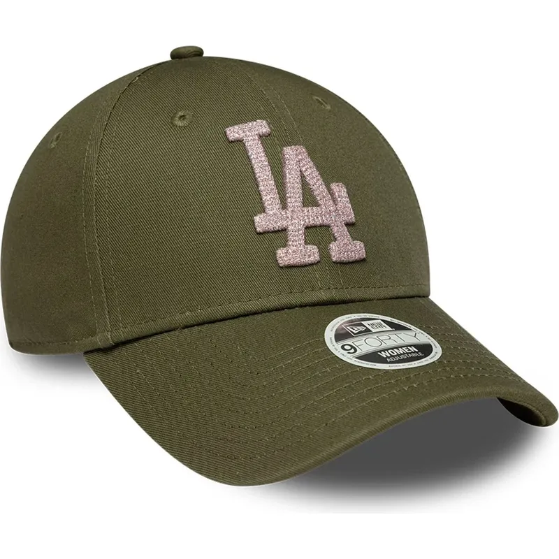casquette-courbee-verte-ajustable-pour-femme-9forty-metallic-los-angeles-dodgers-mlb-new-era