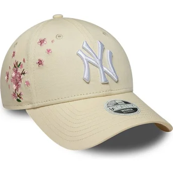 Mützen gebogen beige verstellbares band 9FORTY Floral Icon Side der New York Yankees MLB von New Era