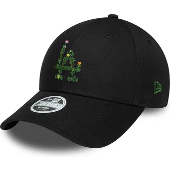 Mützen gebogen schwarz verstellbares band 9FORTY Floral Infill der Los Angeles Dodgers MLB von New Era