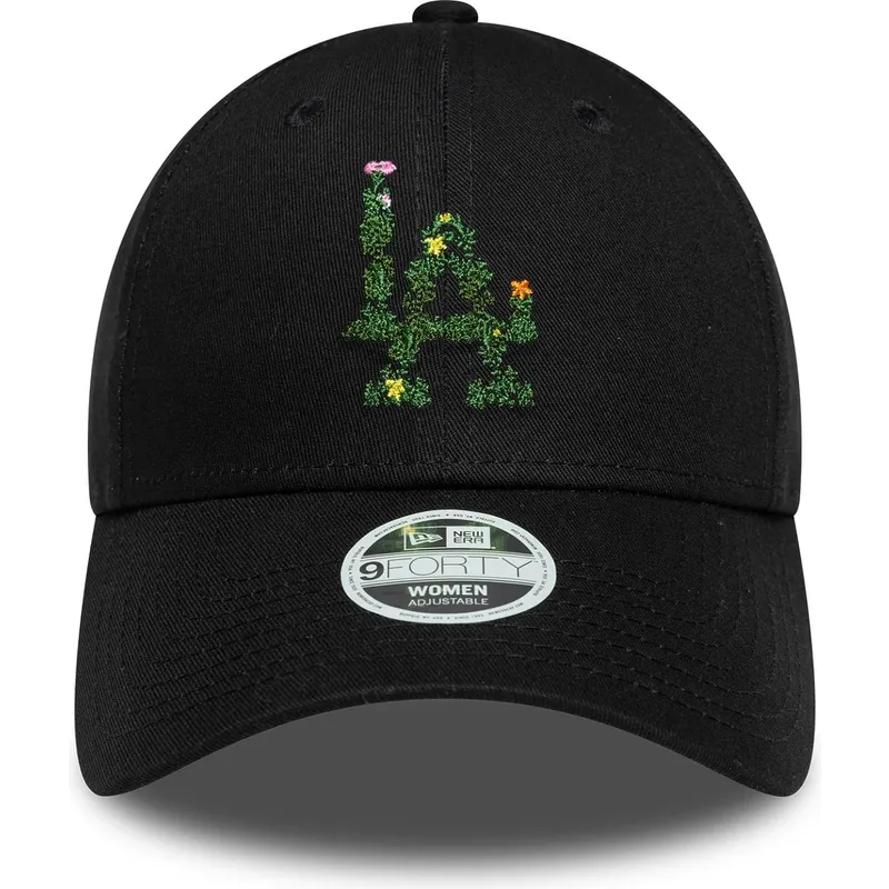 casquette-courbee-noire-ajustable-pour-femme-9forty-floral-infill-los-angeles-dodgers-mlb-new-era