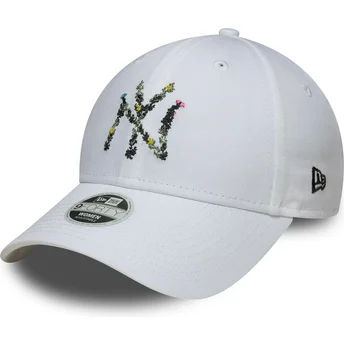 Mützen gebogen weiß verstellbares band 9FORTY Floral Infill der New York Yankees MLB von New Era