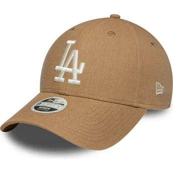 Mützen gebogen braun verstellbares band 9FORTY Linen der Los Angeles Dodgers MLB von New Era