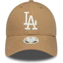 casquette-courbee-marron-ajustable-pour-femme-9forty-linen-los-angeles-dodgers-mlb-new-era