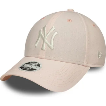 Mützen gebogen rosa verstellbares band 9FORTY Linen der New York Yankees MLB von New Era