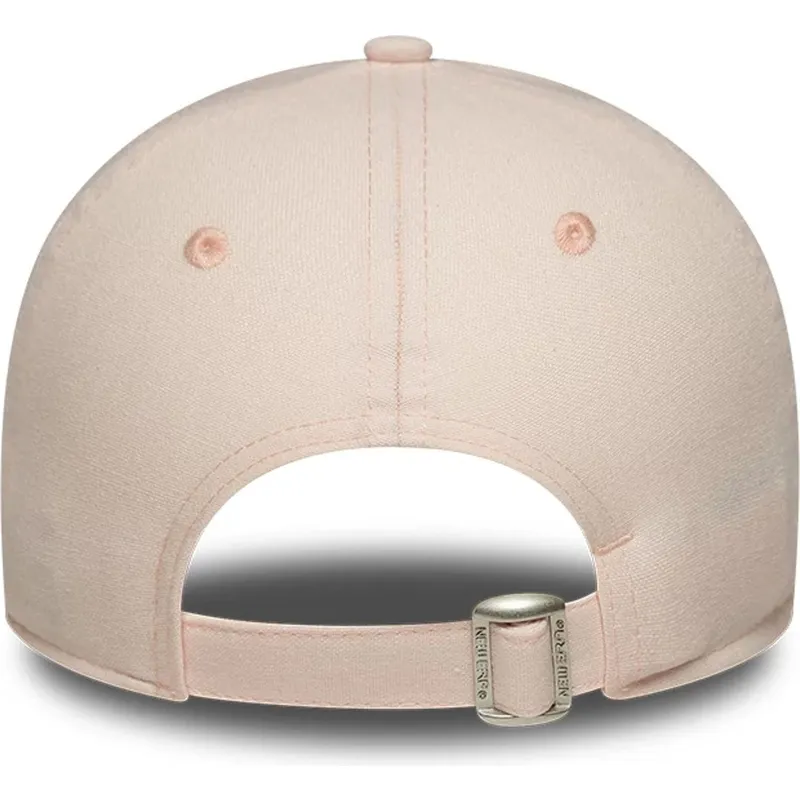 hellrosa-gebogene-verstellbare-damenkappe-9forty-linen-der-new-york-yankees-mlb-von-new-era