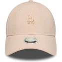 casquette-courbee-rose-ajustable-avec-logo-rose-pour-femme-9forty-mini-cord-los-angeles-dodgers-mlb-new-era