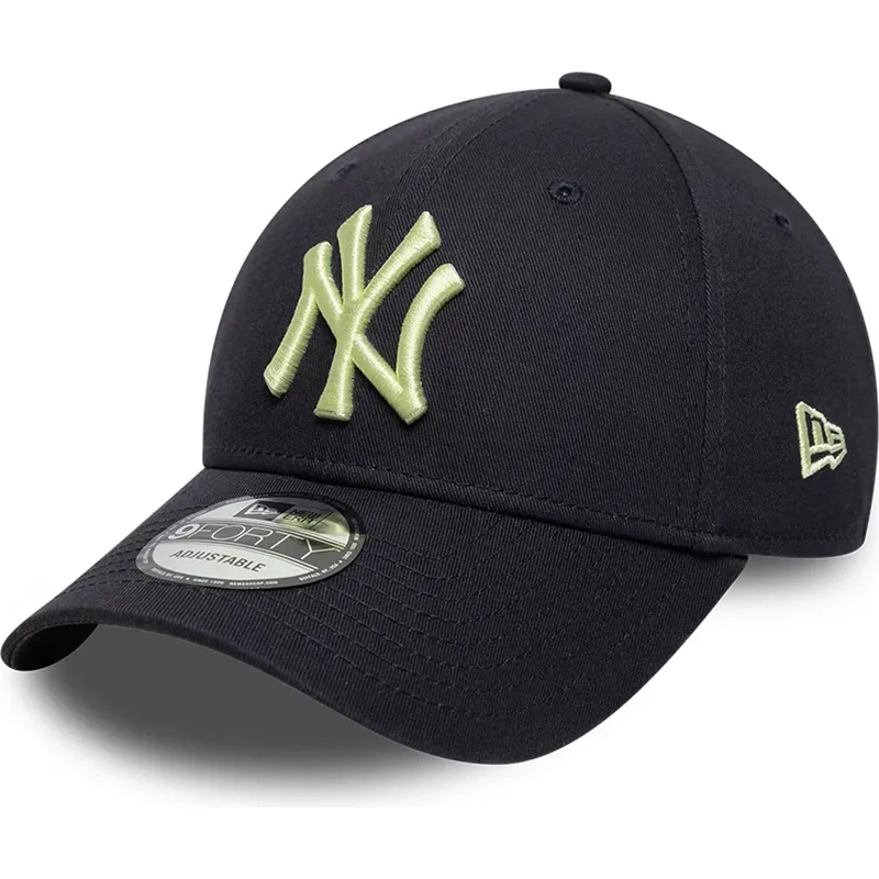 casquette-courbee-bleue-marine-ajustable-avec-logo-jaune-9forty-league-essential-new-york-yankees-mlb-new-era