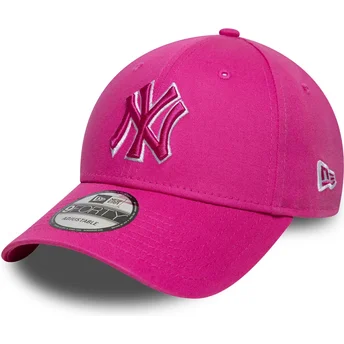 Mützen gebogen rosa verstellbares band 9FORTY Team Outline der New York Yankees MLB von New Era