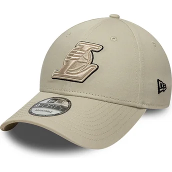 Casquette courbée beige ajustable avec logo beige 9FORTY Team Outline Los Angeles Lakers NBA New Era