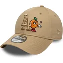 braune-verstellbare-curved-cap-mit-braunem-logo-9forty-tonal-icon-der-los-angeles-dodgers-mlb-von-new-era