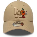 braune-verstellbare-curved-cap-mit-braunem-logo-9forty-tonal-icon-der-los-angeles-dodgers-mlb-von-new-era