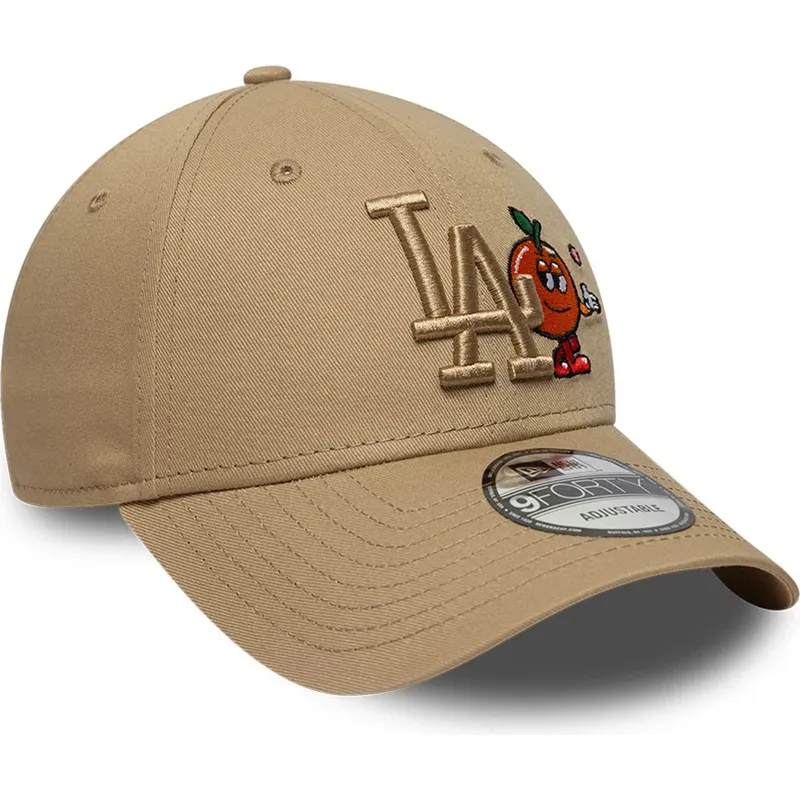 braune-verstellbare-curved-cap-mit-braunem-logo-9forty-tonal-icon-der-los-angeles-dodgers-mlb-von-new-era