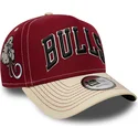 casquette-courbee-rouge-et-beige-snapback-e-frame-city-icon-chicago-bulls-nba-new-era