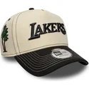 casquette-courbee-beige-et-noire-snapback-e-frame-city-icon-los-angeles-lakers-nba-new-era