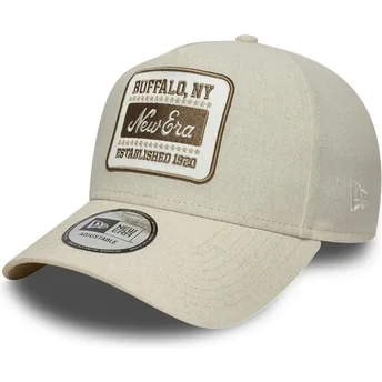 Mützen gebogen beige snapback E Frame Patch Linen von New Era
