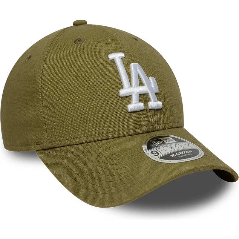 casquette-courbee-verte-snapback-9forty-m-crown-linen-los-angeles-dodgers-mlb-new-era